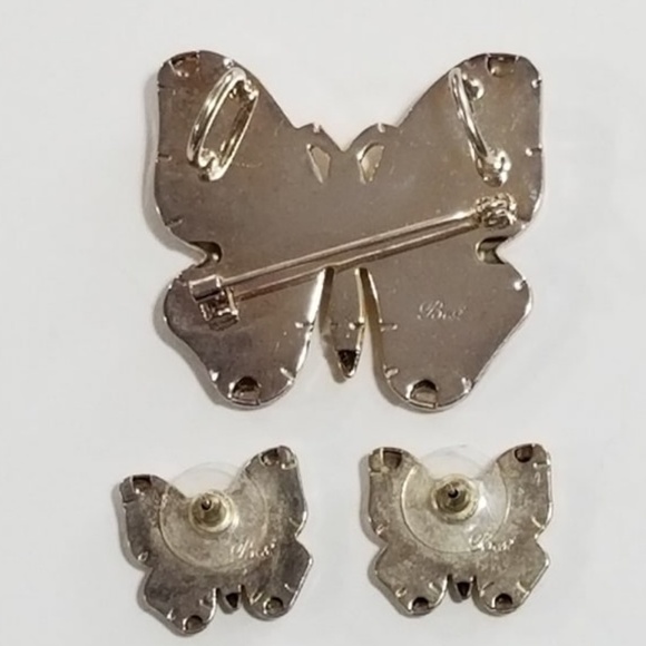 Best Gold & Silver Tone Butterfly Pin & Earrings - Picture 2 of 2